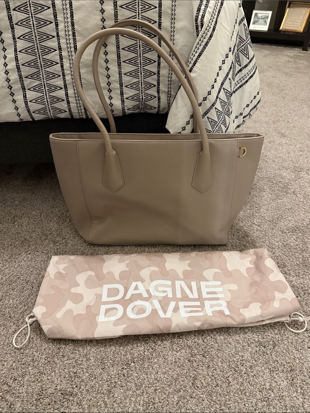 Dagne Dover Signature Laptop Tote Beige